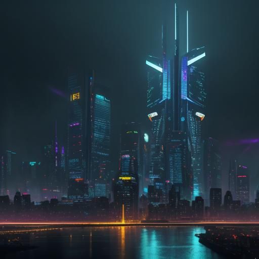 Futuristic Neon Cityscape at Dusk: Hyperrealistic Concept Ar...