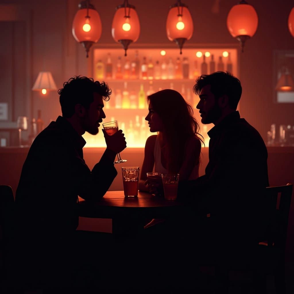Flirtatious Conversation in a Lively Bar