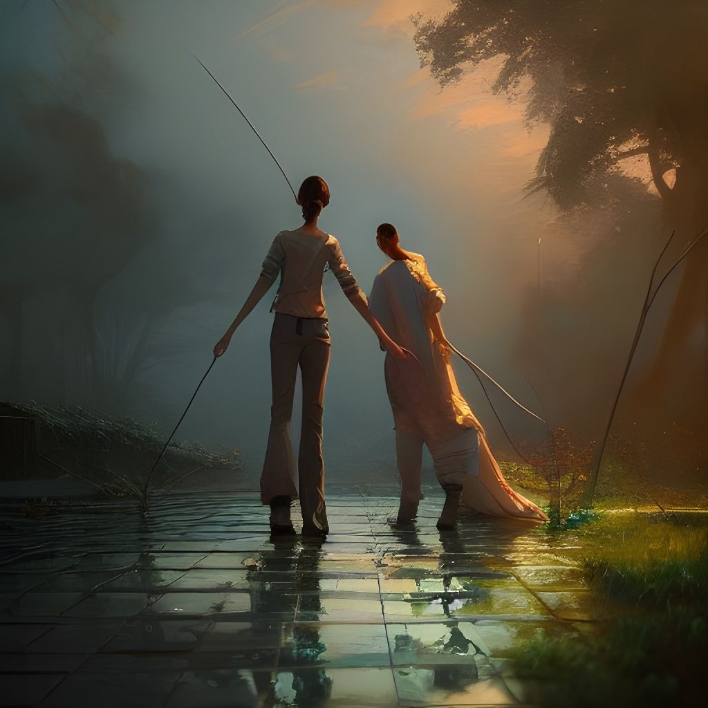 Detailed Lesbian Love Painting in Klimt Style