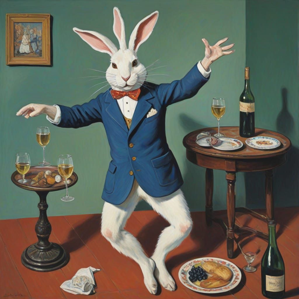 Rabbit Trumpeldor Dances and Drinks in Matisse/Kokoschka Sty...
