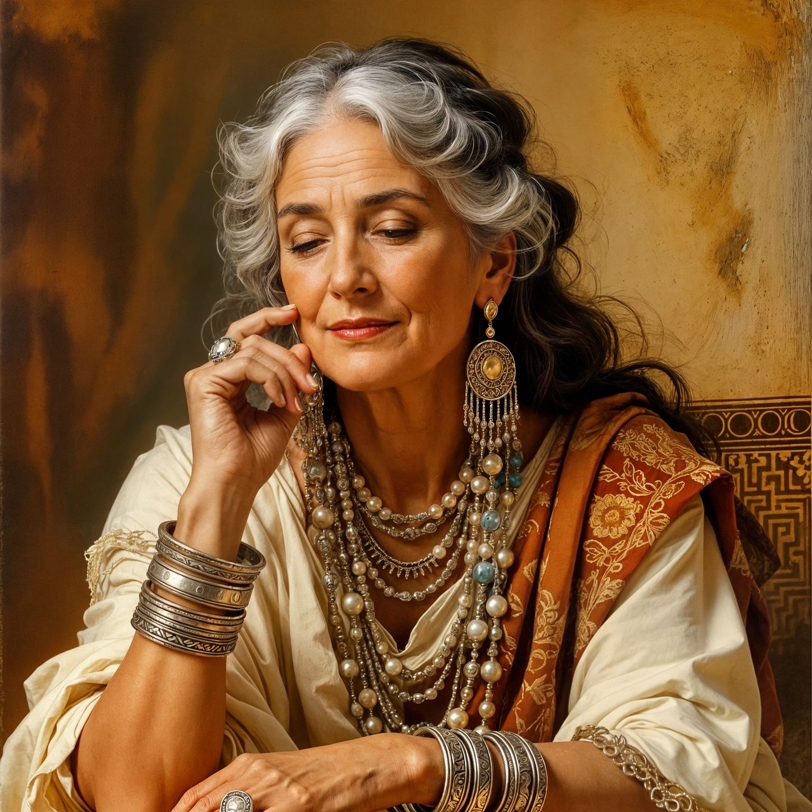 Ancient Greek Wise Woman with Silver Bangles