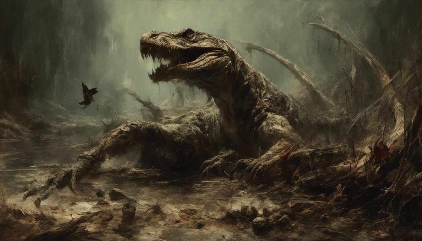 Sinister Reptile Consuming Bird, Contrasting Light