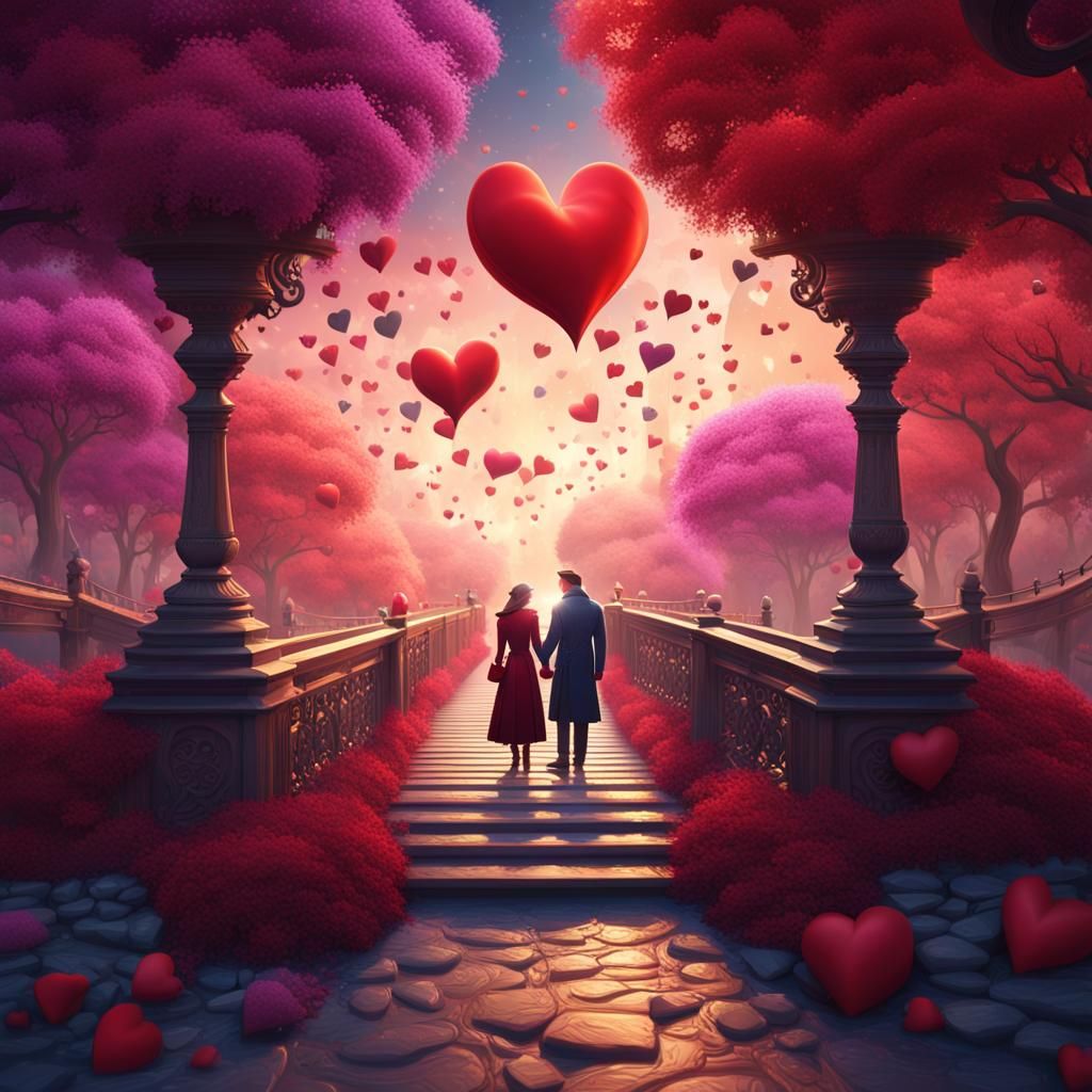 Romantic Valentine's Day Card with Colorful Swirls