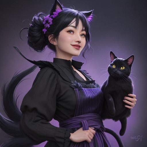 Jiji Black Cat in Bakery, Studio Ghibli Style
