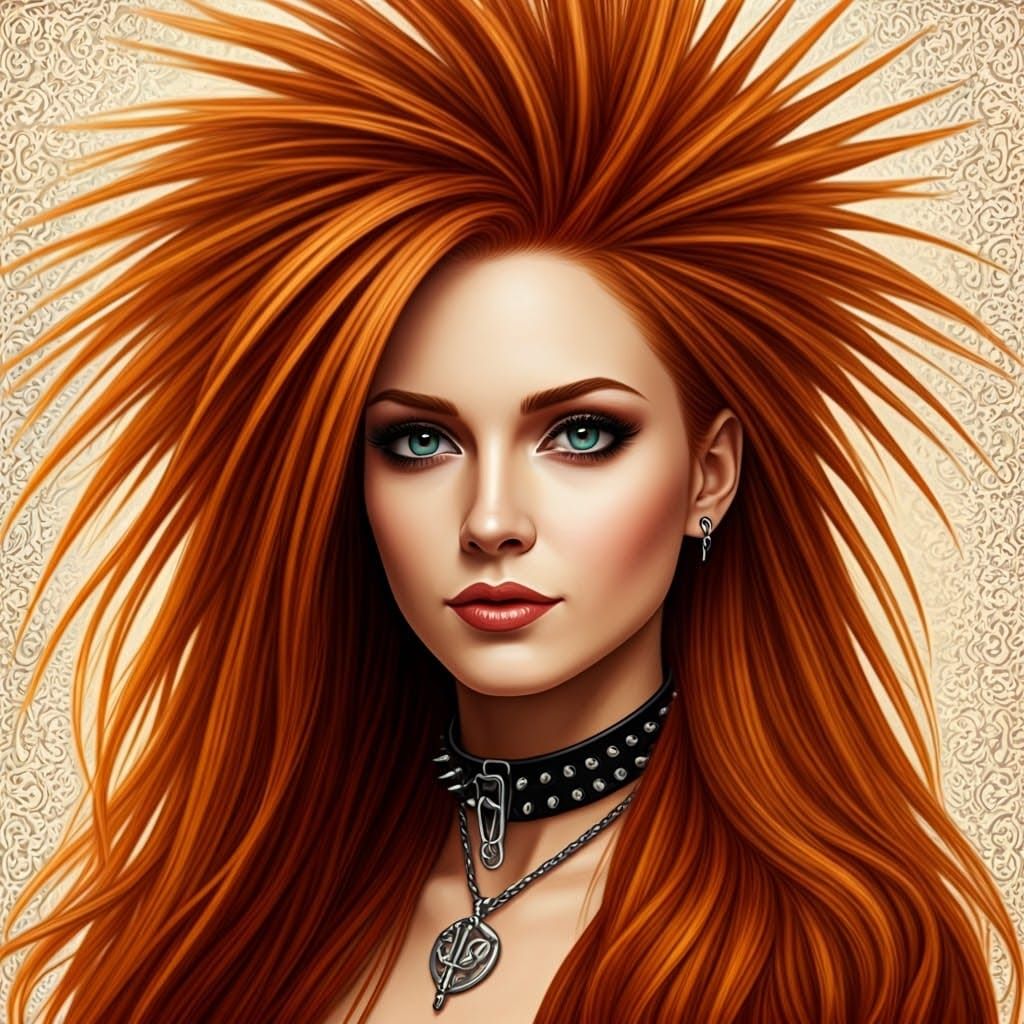 Cyberpunk Goddess with Auburn Hair