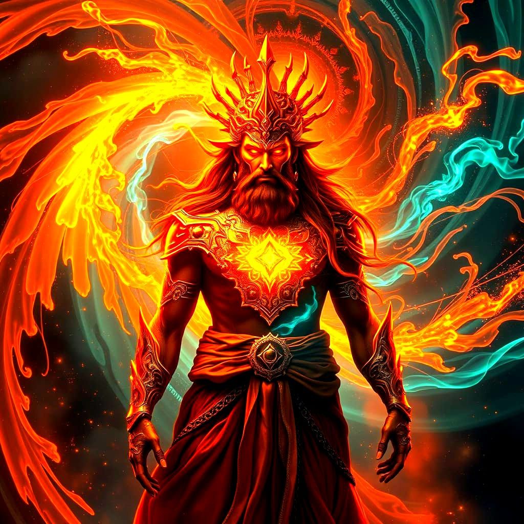 Ethereal Adam Kadmon Concept Art in Vibrant Triadic Colors