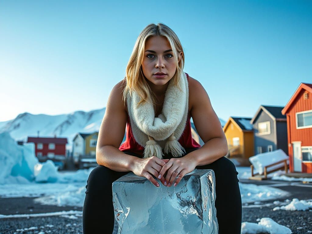 Athletic Inuit Woman in Greenland, Ultra-Realistic Photo