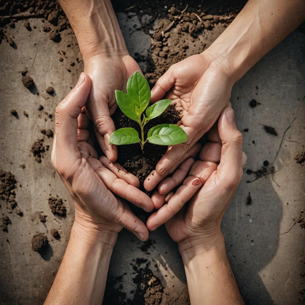 Hands Nurturing Seedling: A Symbol of Growth