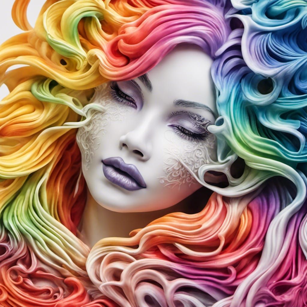Rainbow Mermaid in Ethereal Fantasy Abstract Style