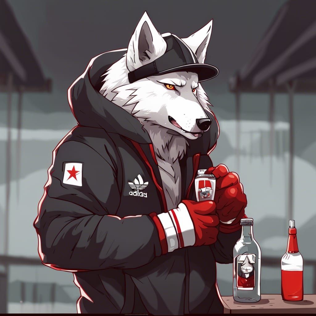 Big white buff Russian wolf