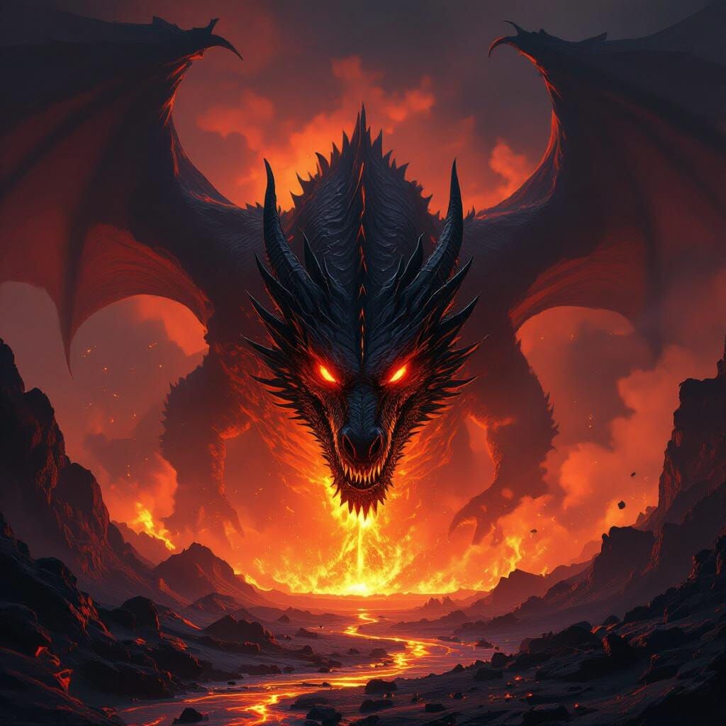 Colossal Shadow Dragon Erupts From Volcano