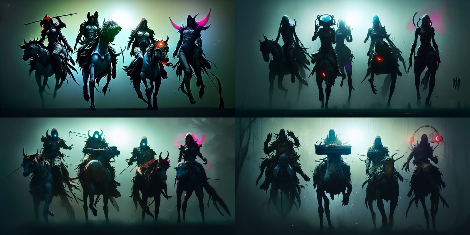 Apocalyptic Horsemen in Hyperdetailed Matte Photography