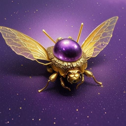 Surreal Golden Beetle in Dreamlike Oil Painting