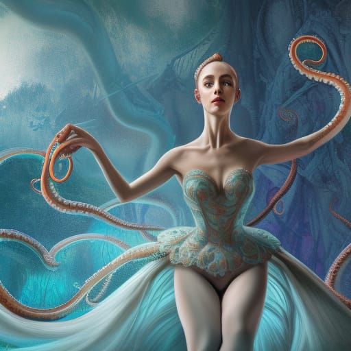 Surreal Ballerina with Tentacles in Fantasy Art Style