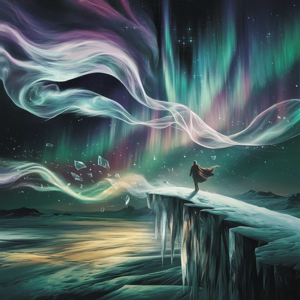 Magical Aurora Over Snowy Landscape