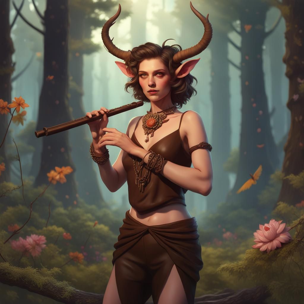 Enchanted Faun Dancer in a Lush Forest