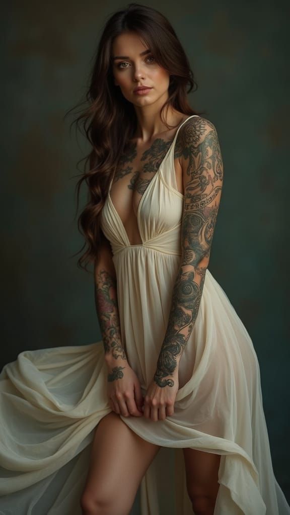 Hyper Realistic Portrait of a Confident Lady in a Semi-Trans...