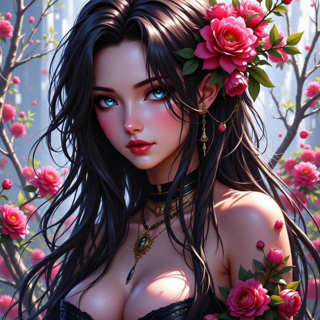 Anime Art in Cyberpunk Edgerunners Style: Serene Fantasy Por...