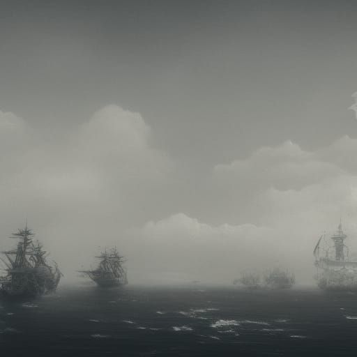 Skull Cloud Over a Ship Fleet