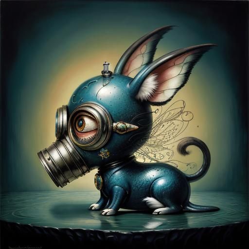 Surrealist Jackrabbit with Gas Mask in Pixar Style