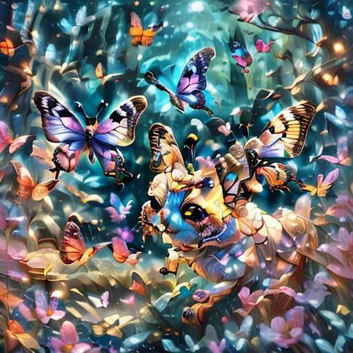 Neon Crystal Butterfly Digital Art