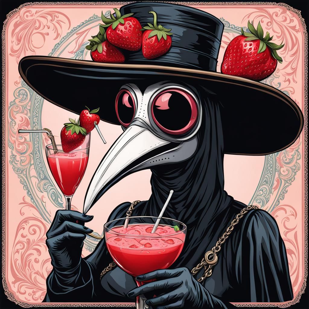 Plague Doctor's Strawberry Daiquiri: A Whimsical Digital Pai...