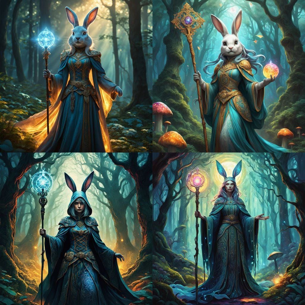 Mystical Sorceress Babs Bunny in Celestial Forest