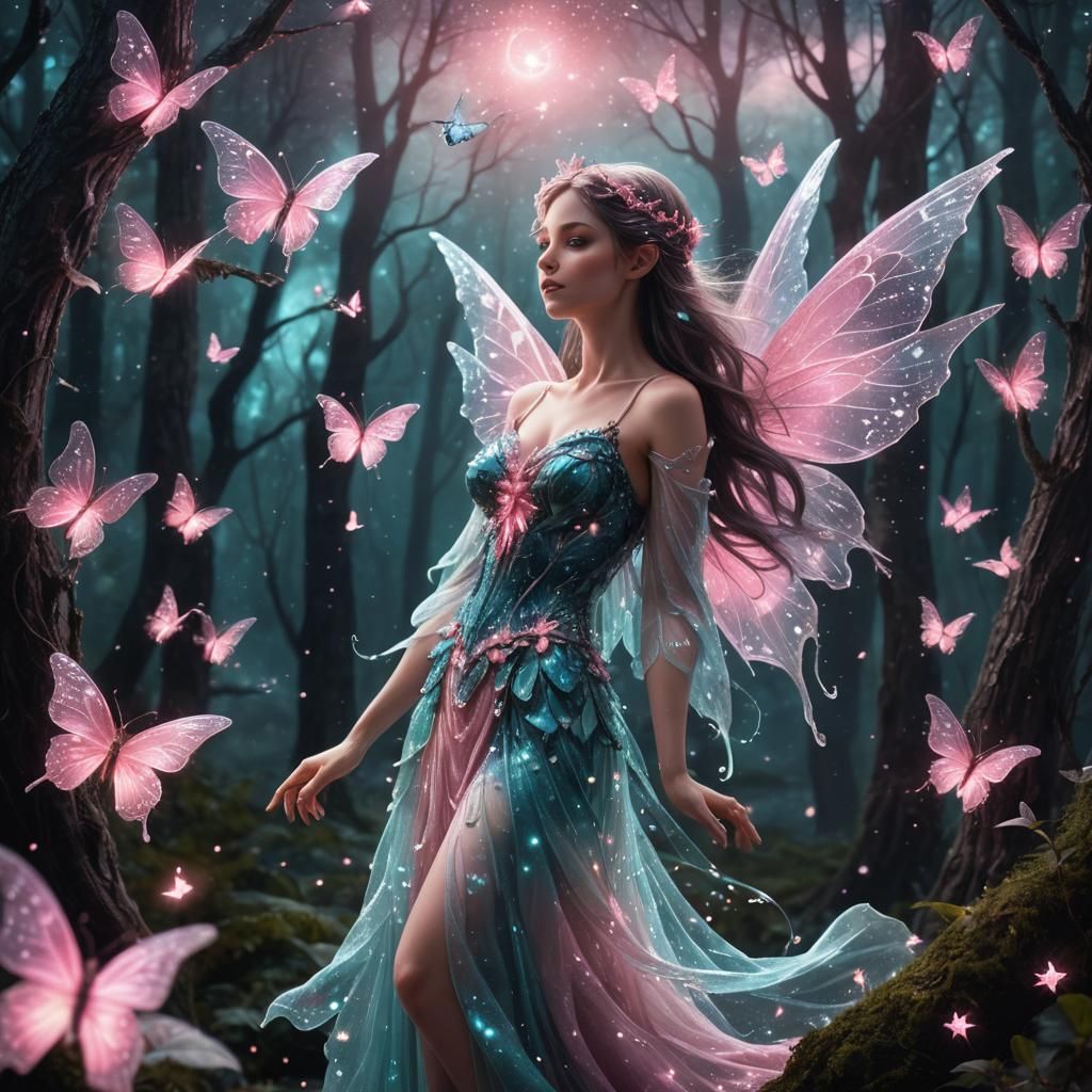 Beautiful Fairy in Magical Forest Illustration