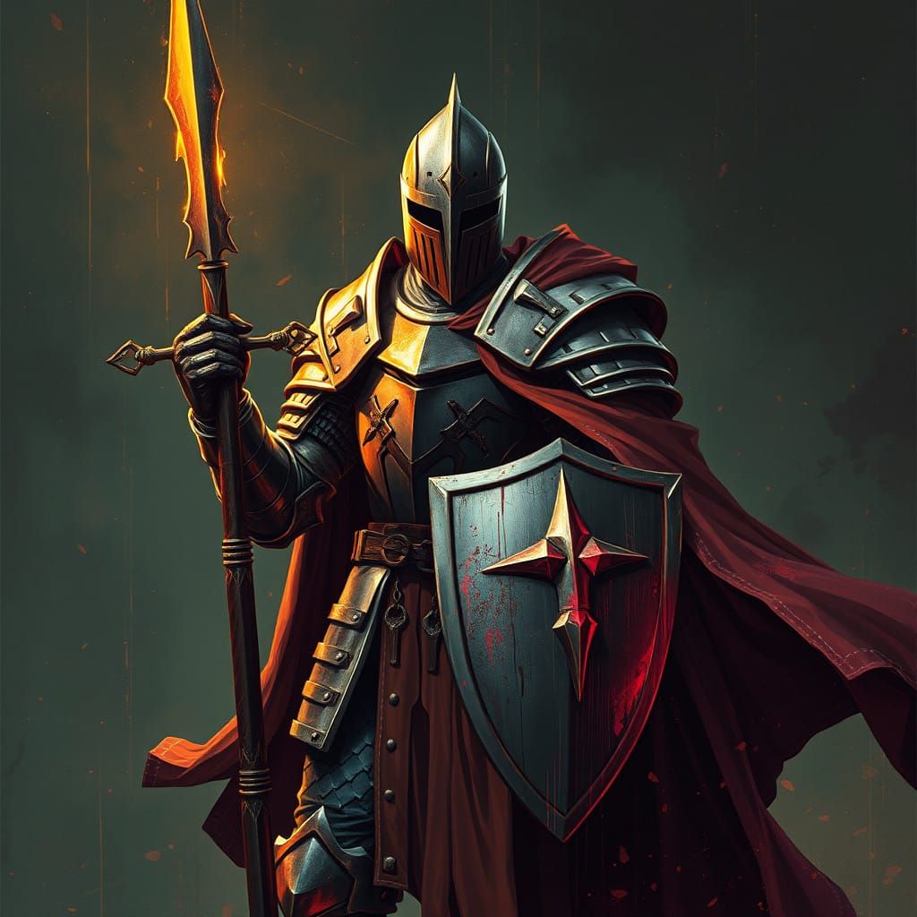 Gallant Biopunk Knight in Cyberpunk Decay