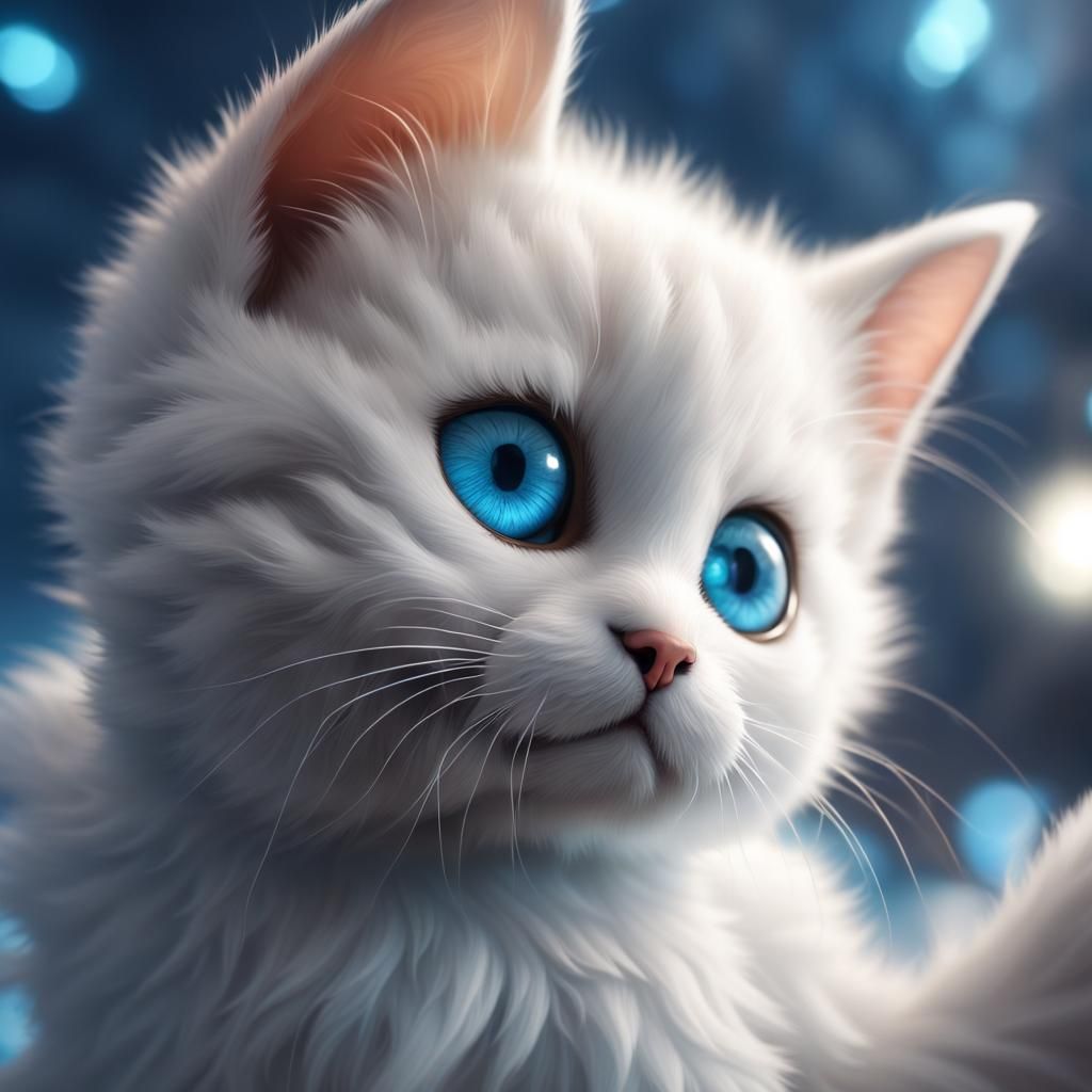 Cute Kitten with Blue Eyes: Fantasy Concept Art