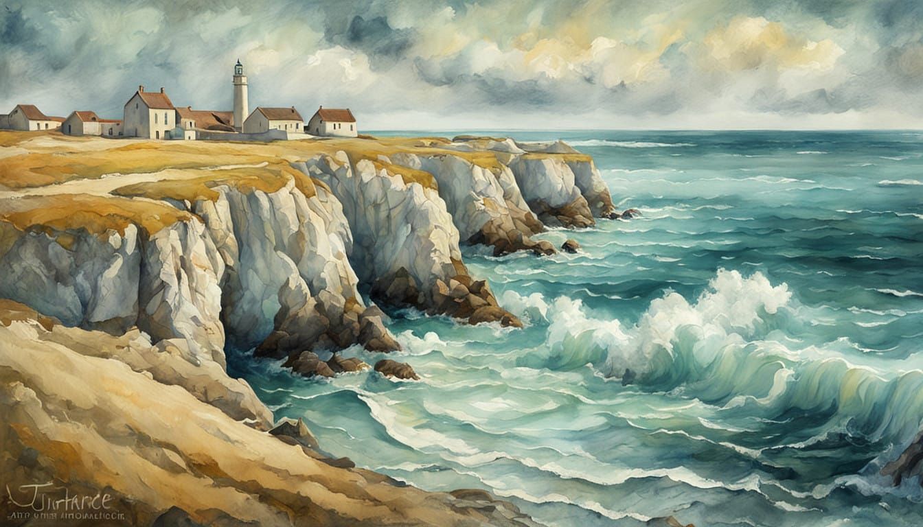 Dreamlike Ocean Shore in Vibrant Oil Paint