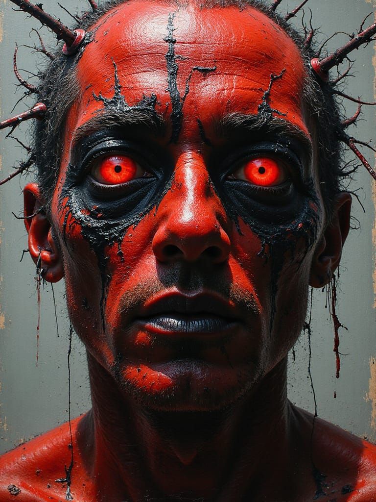 Creepy Sci-Fi Man in Oil Painting Style