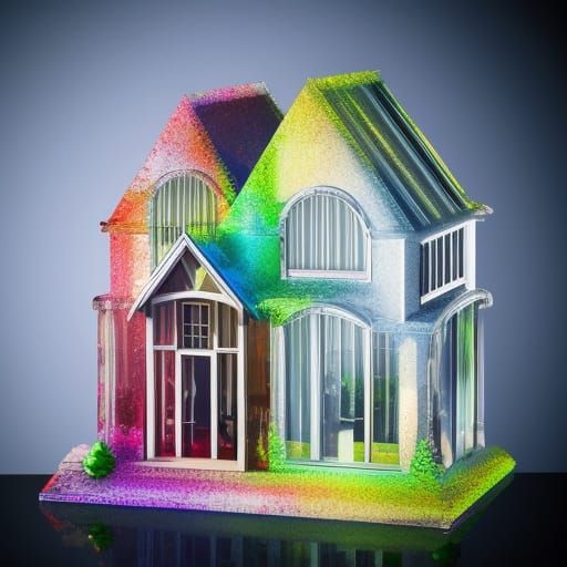 Hyperrealistic Crystal House on Mantlepiece