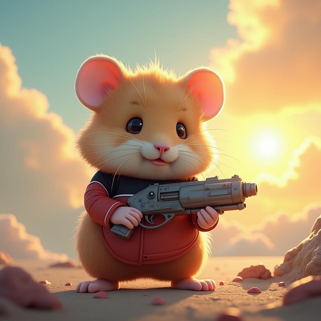 Heroic Hamster in Starfleet Uniform, Matte Painting Style