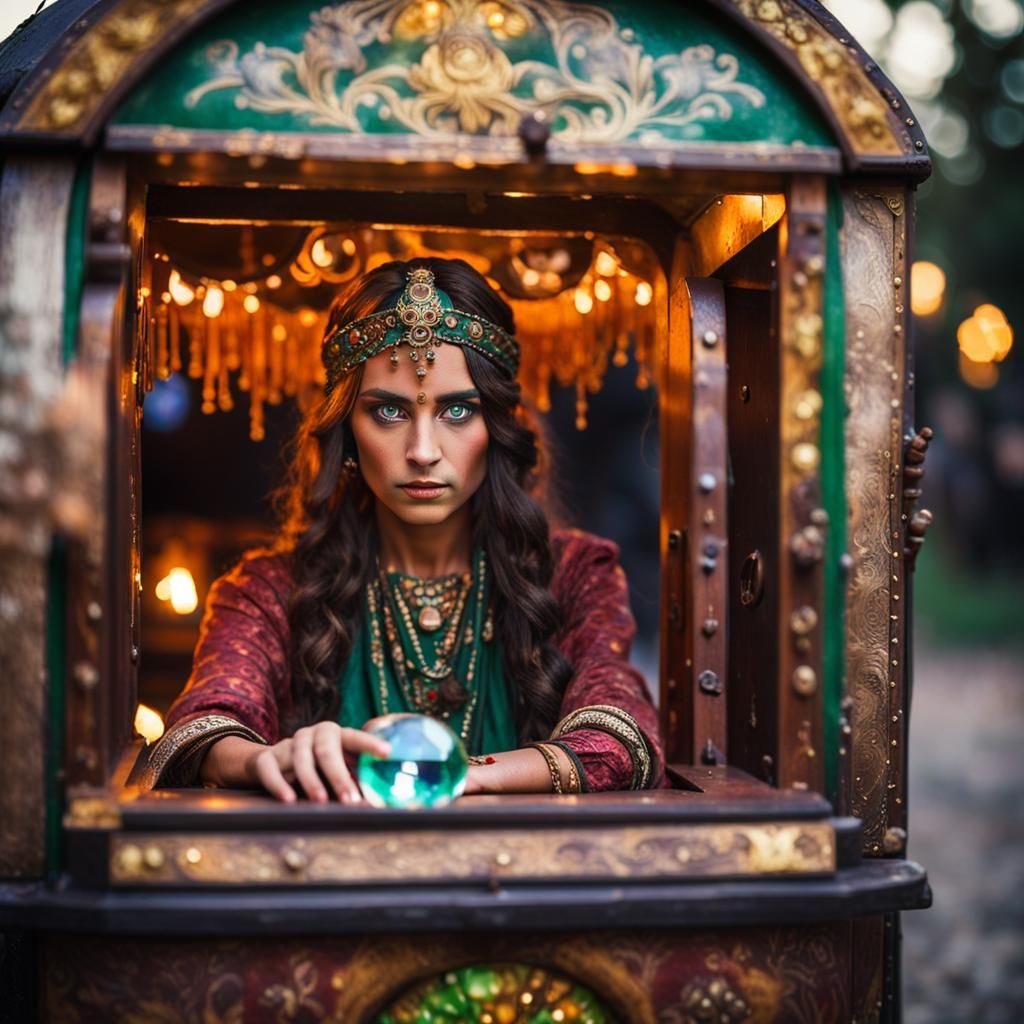 Animatronic Gypsy Fortune Teller Beckons