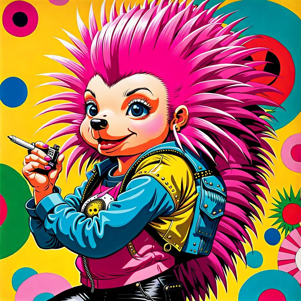 Punk Porcupine Comic Illustration