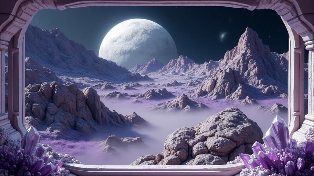 Alien Planet View Through Crystal Window