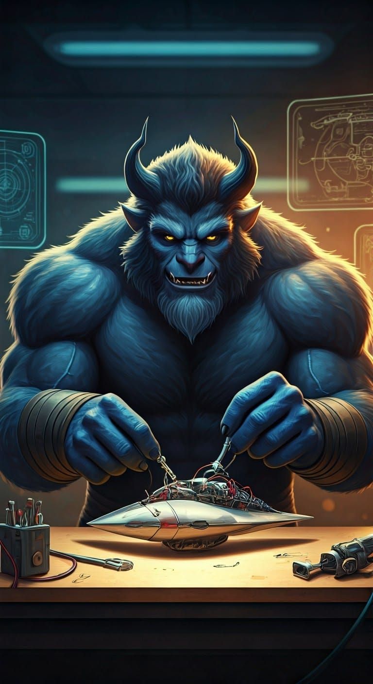 Beast Creates Futuristic Gadget at Workbench