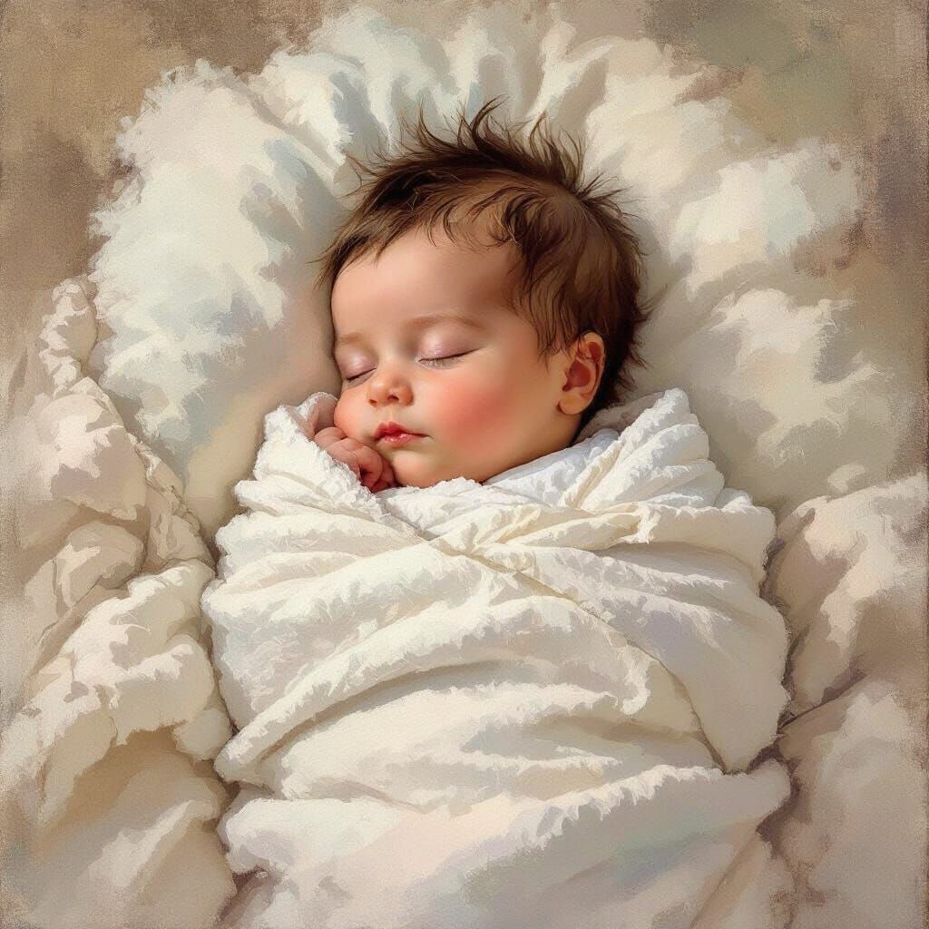 Newborn Baby Sleeping Peacefully in Soft Pastels