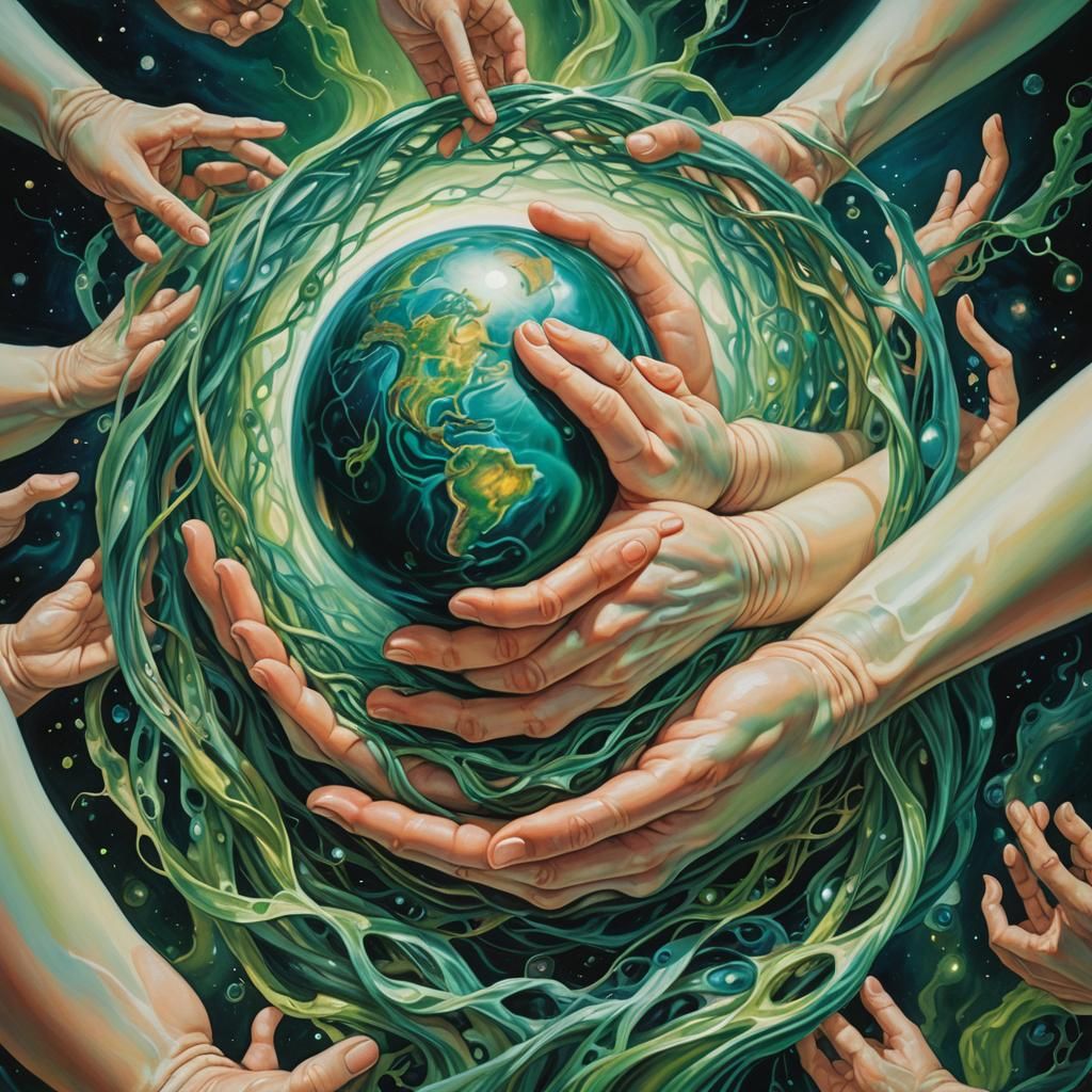 Earth Mother Nurturing Baby: A Surrealist Vision