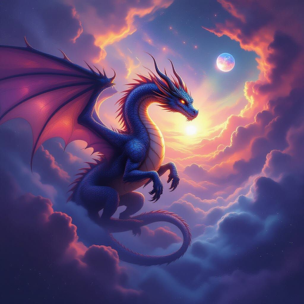 Majestic Dragon Soars Through Cosmic Nebula