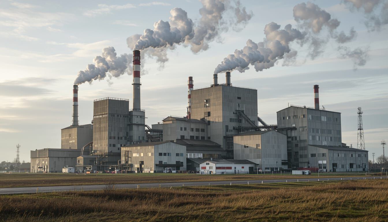 Forboding Factory Complex With Large Industrial Buildings