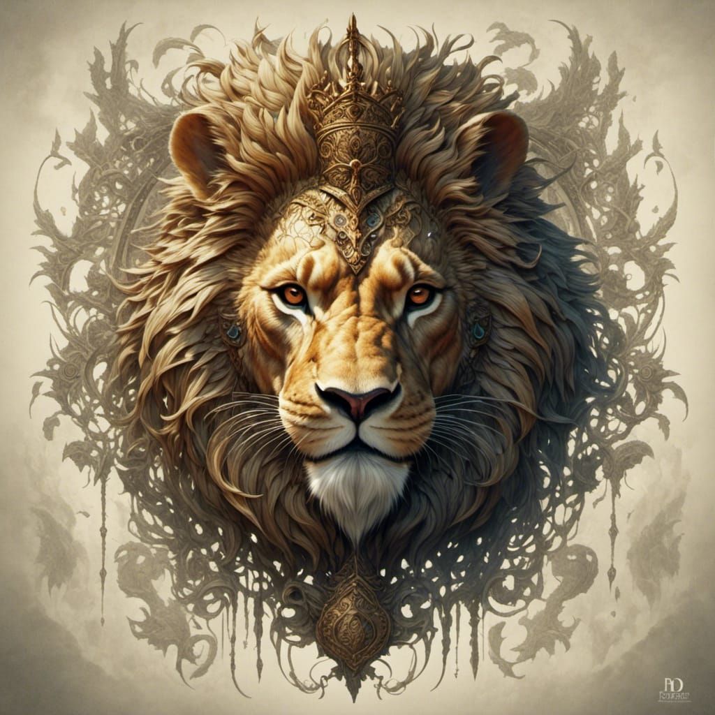 Lion-Rabbit Hybrid Creature in Dark Fantasy Style