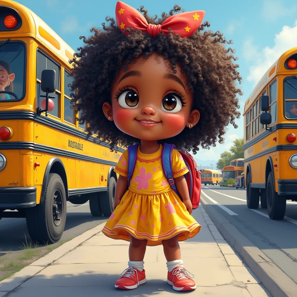 Golden-Brown Girl at Bus Stop: Graffiti Art