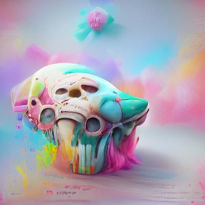 Pastel Skull Digital Art in 8K