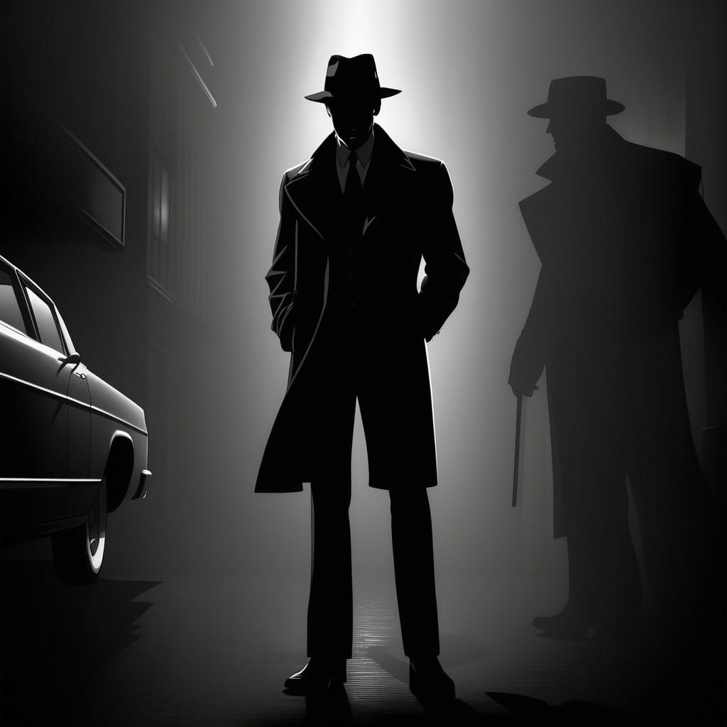 Mysterious Figure in Film Noir Style