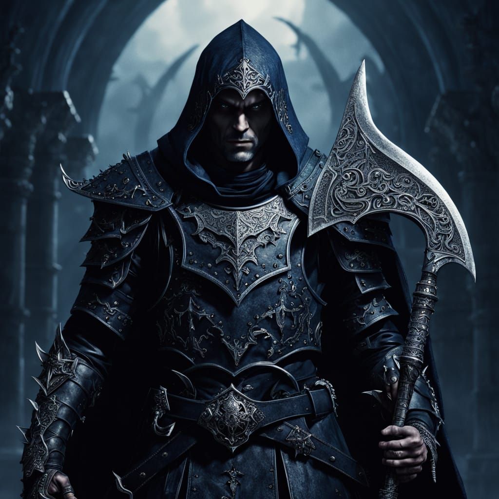 Gothic Shadow-Elf Cleric Wields Reaper's Scythe in Dark Fant...