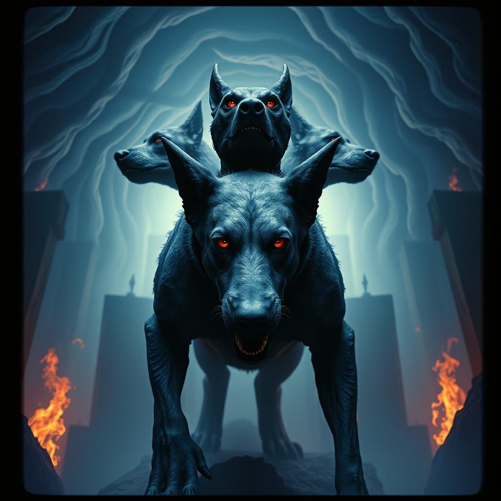 Majestic Three-Headed Canine Guardian of the Underworld