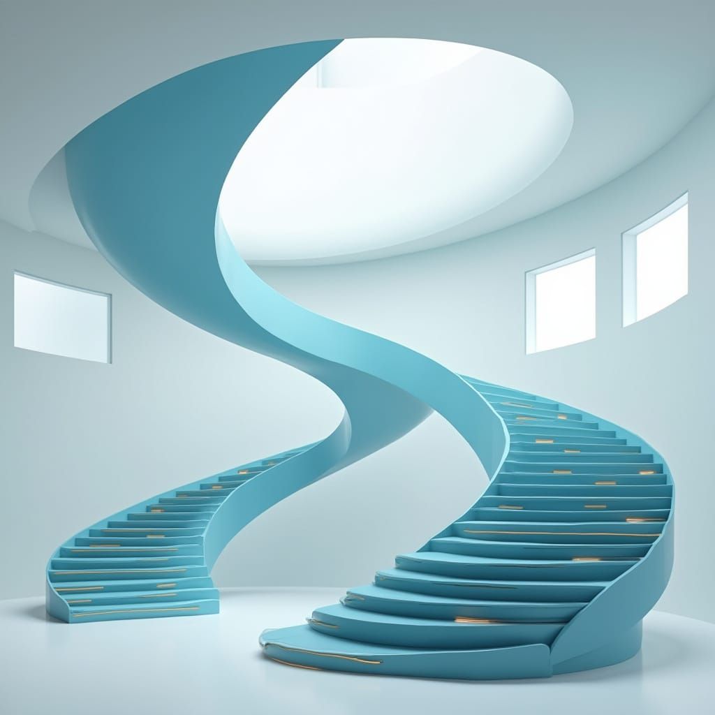 Blue swirled stairway