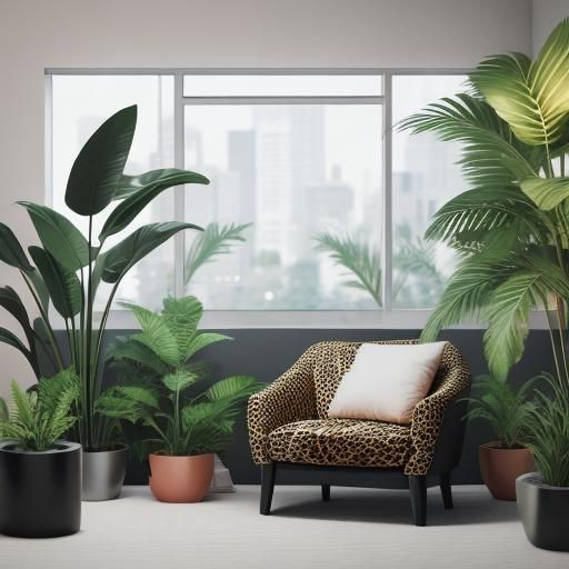 Modern Peach and Black Lounge with Animal Print